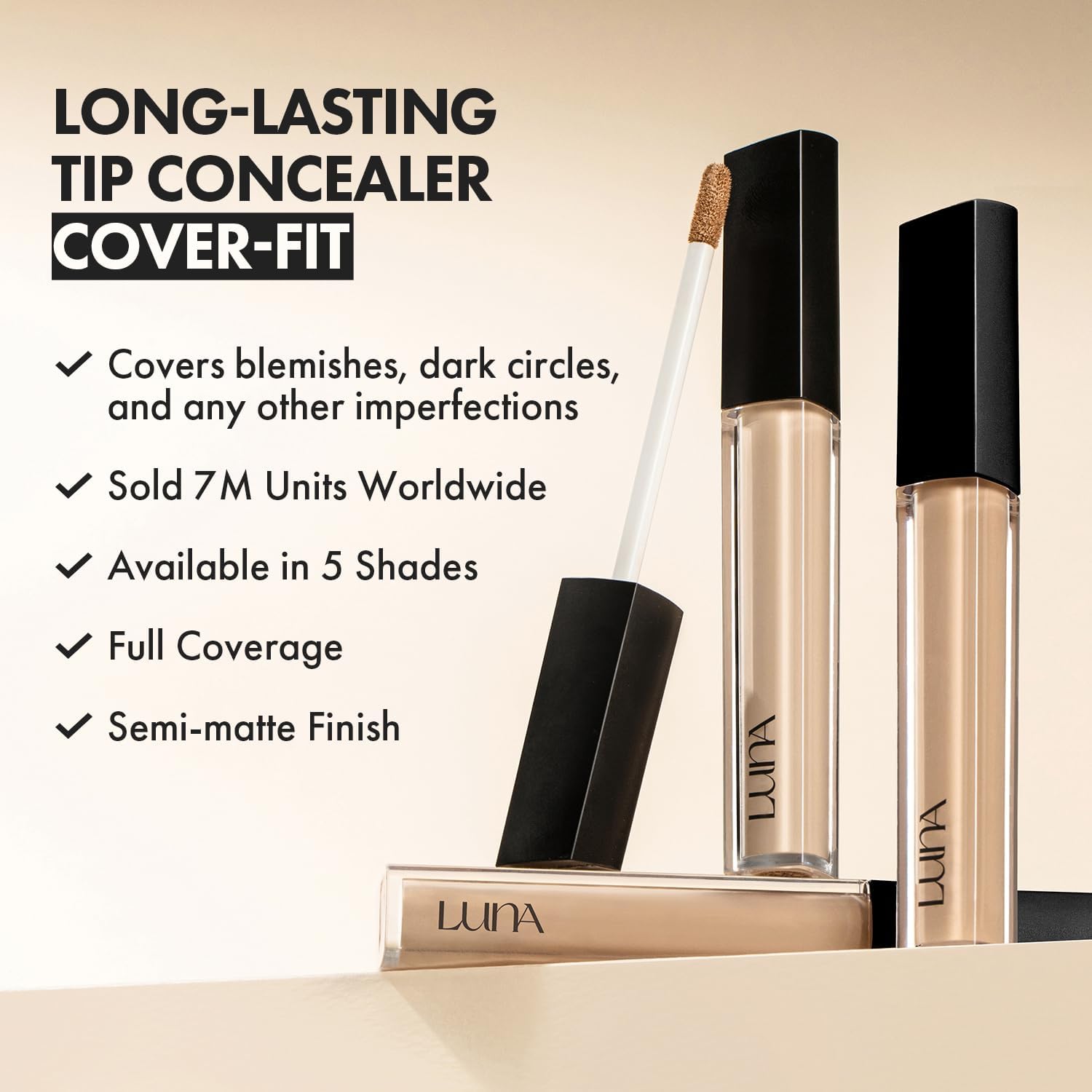 LUNA - Long Lasting Tip Concealer - 7.5g - 01 Vanilla