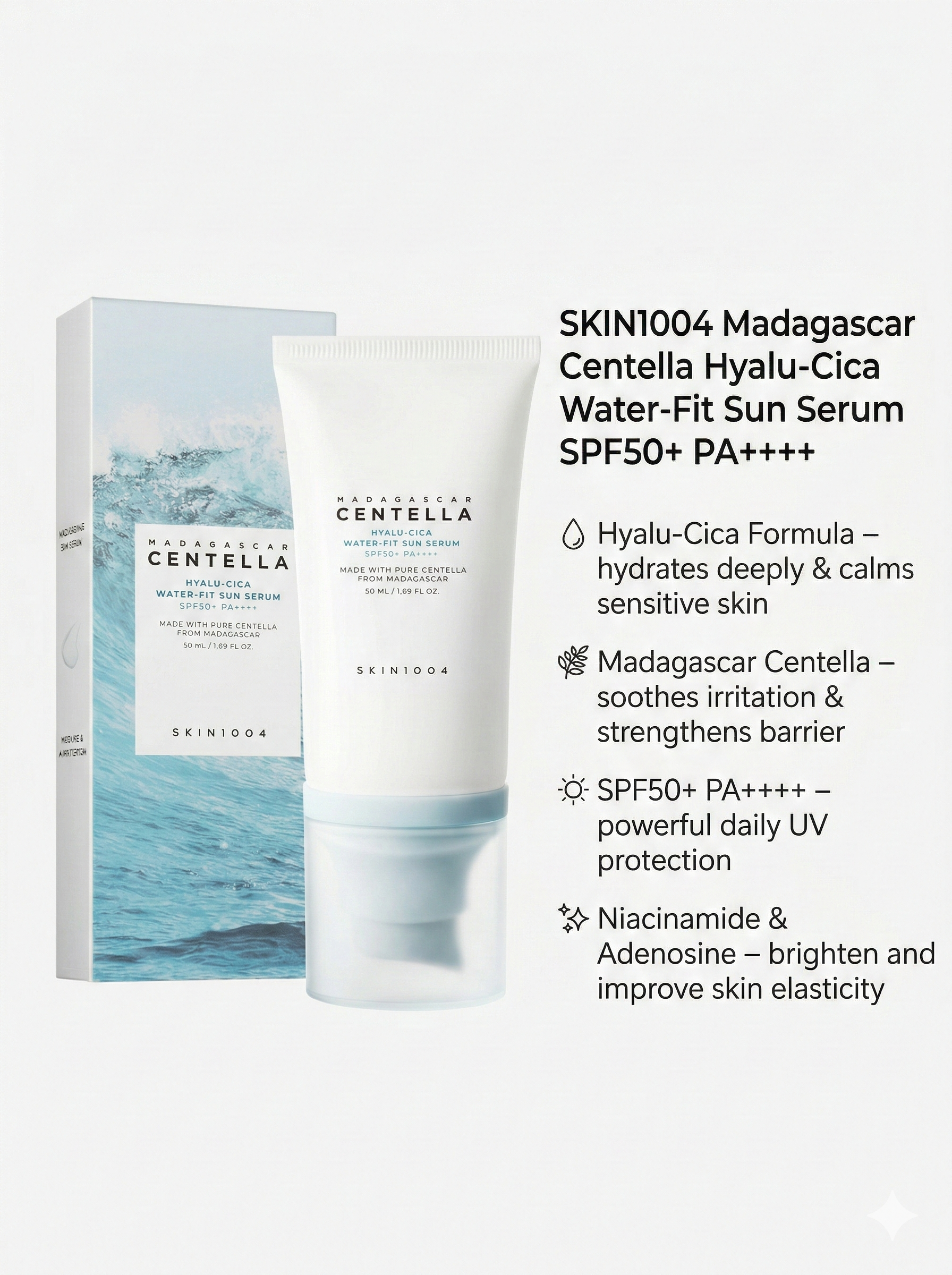 SKIN1004 - Madagascar Centella Hyalu-Cica Water-Fit Sun Serum SPF50+ PA++++ Twin Pack - 50ml*2ea