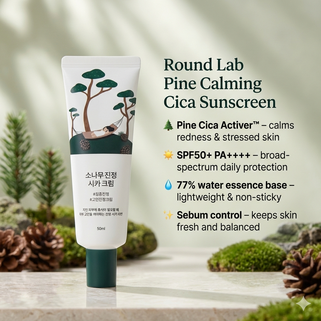 Round Lab - Pine Calming Cica Sunscreen - 40ml