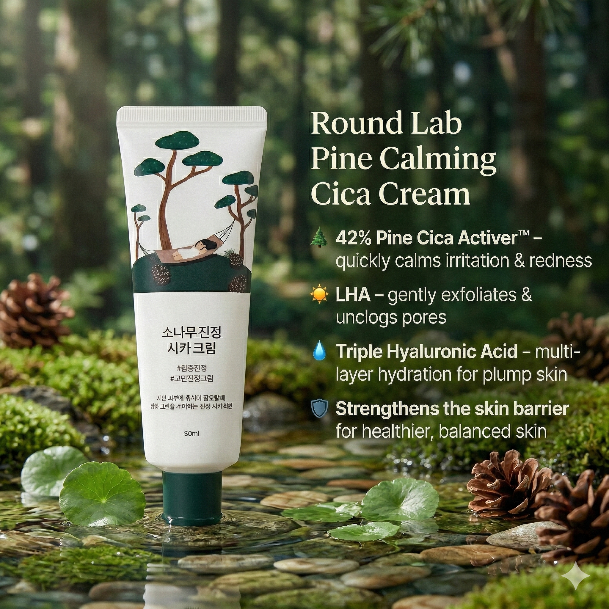 Round Lab - Pine Calming Cica Cream - 50ml