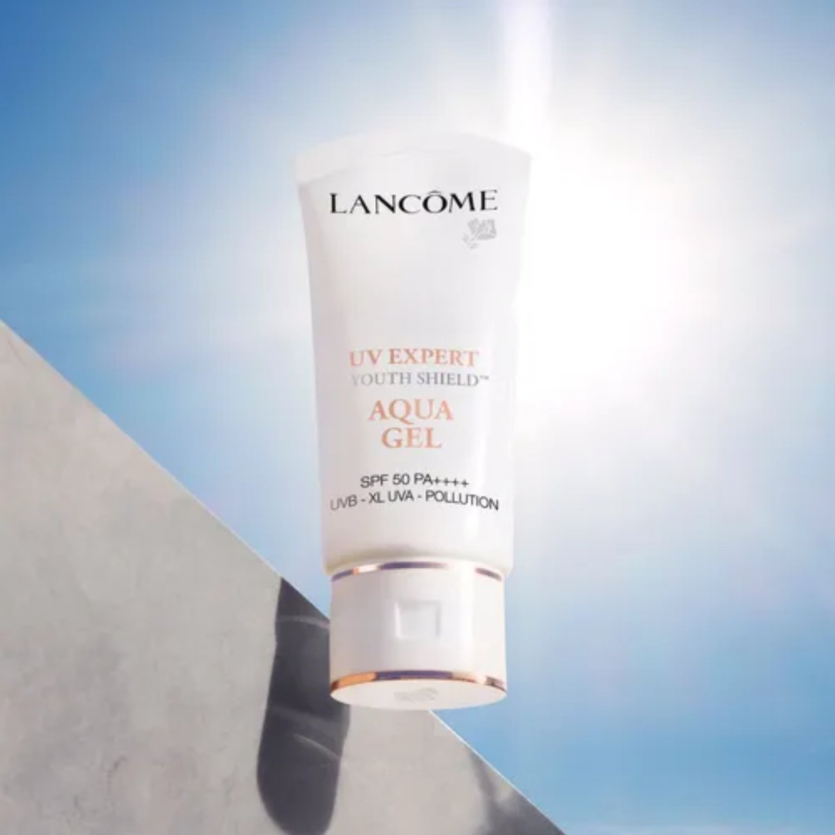 A rack of skincare