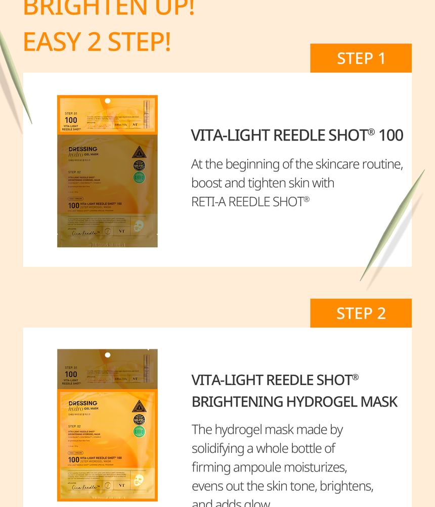 VT - 100 2Step Hydrogel Mask - 1pc - 100 Vita-Light Reedle Shot