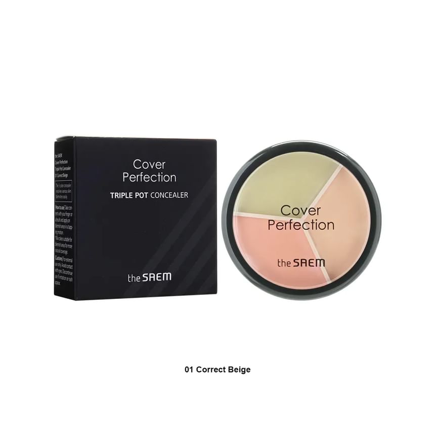 The Saem - Cover Perfection Triple Pot Concealer - 4.5g*3 - 01 Correct Beige