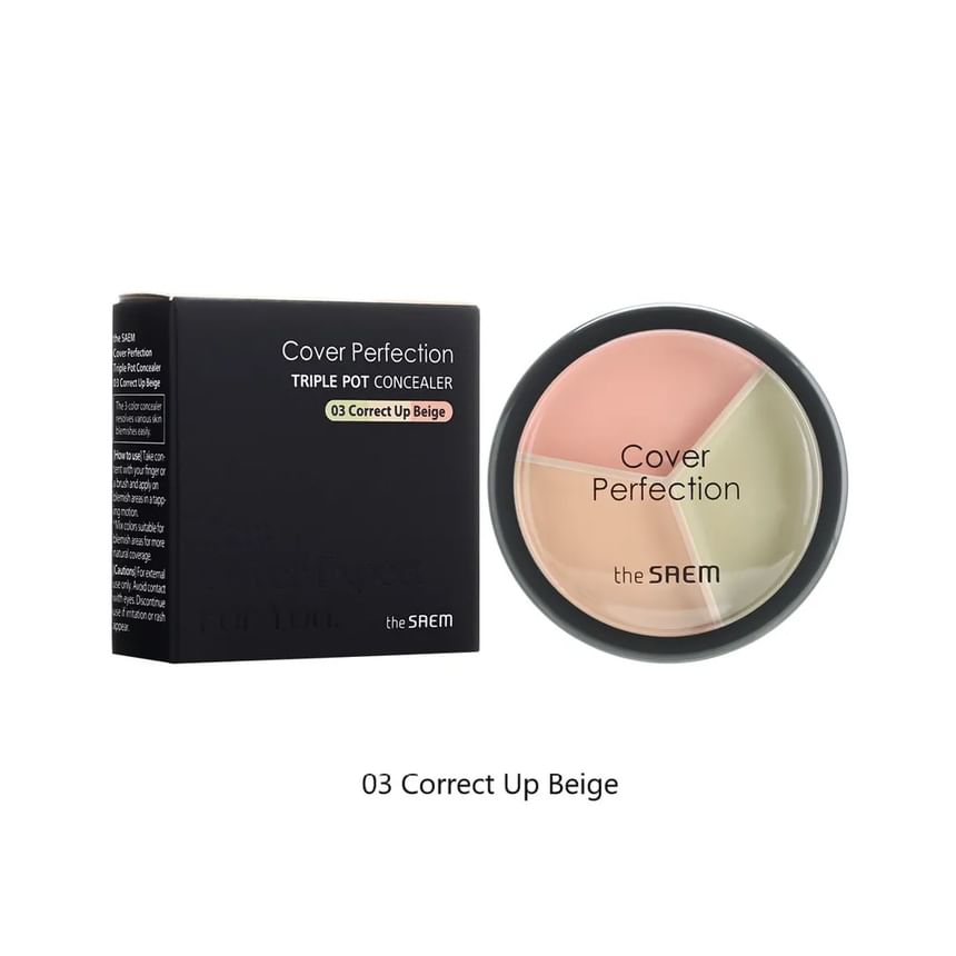 The Saem - Cover Perfection Triple Pot Concealer - 4.5g*3 - 03 Correct Up Beige