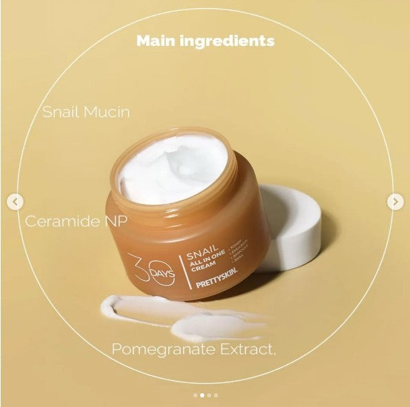 PRETTYSKIN - 30 Days All In One Snail Cream - 100ml
