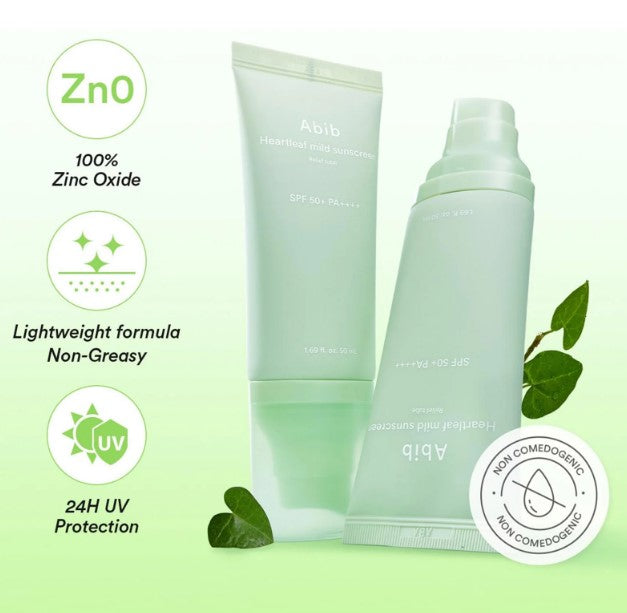 Abib - Heartleaf Mild Sunscreen Relief Tube SPF 50+ PA++++ - 50ml