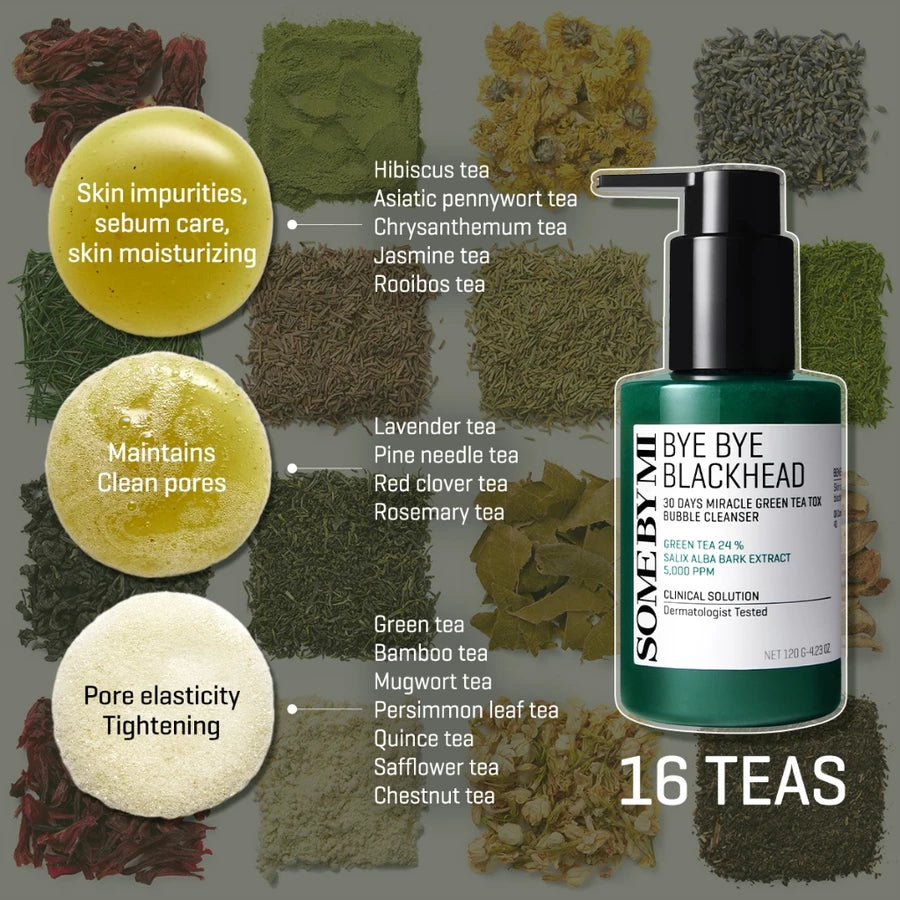 SOME BY MI - Bye Bye Blackhead 30days Miracle Green Tea Tox Bubble Cleanser - 120g
