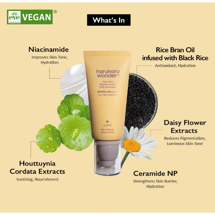 Haruharu WONDER - Black Rice Moisture Airyfit Daily Sunscreen SPF50+ PA++++ - 50ml
