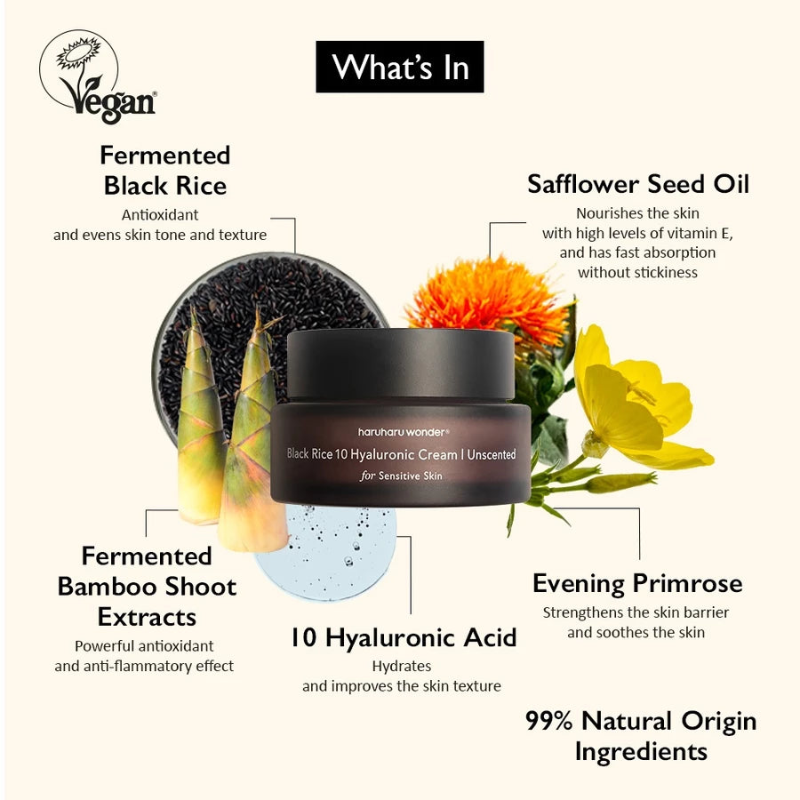 Haruharu WONDER - Black Rice 10 Hyaluronic Cream Unscented - 50ml