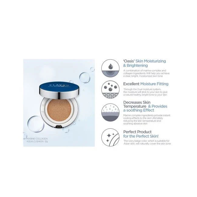 KLAVUU - Blue Pearlsation High Coverage Marine Collagen Aqua Cushion SPF50+ PA+++ - 12g - No. 23