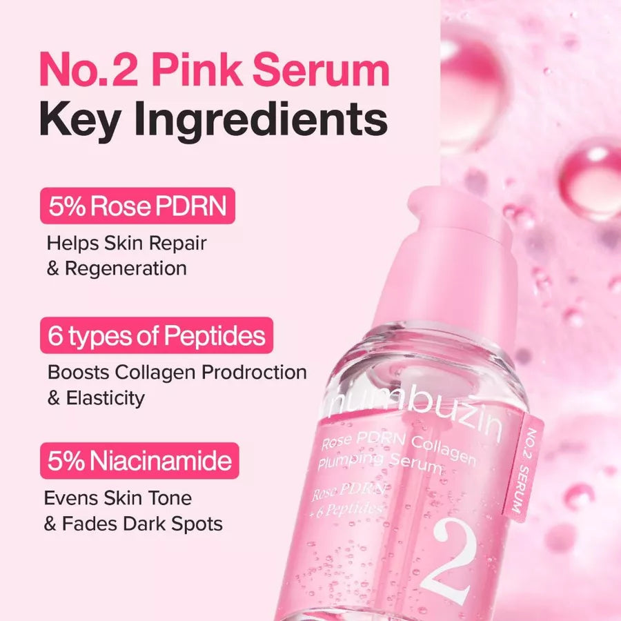 numbuzin - No.2 Rose PDRN Collagen Plumping Serum - 30ml