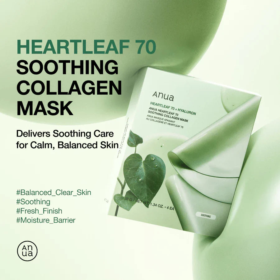 ANUA - Heartleaf 70 Soothing Collagen Mask - 4pcs