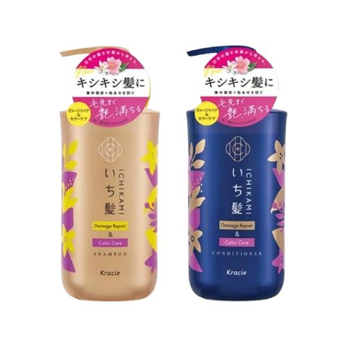 Kracie - Ichikami Damage Repair & Color Care Shampoo & Conditioner Pair Set - 480ml + 480g