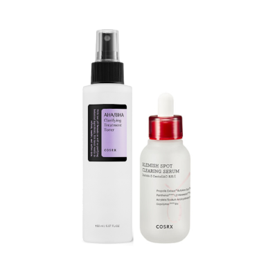 A rack of skincare