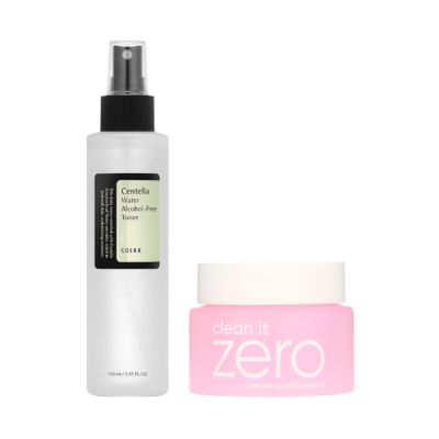 A rack of skincare