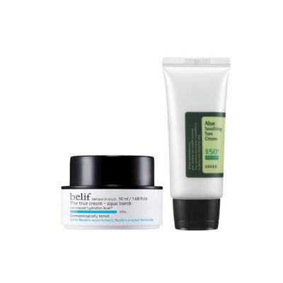 A rack of skincare