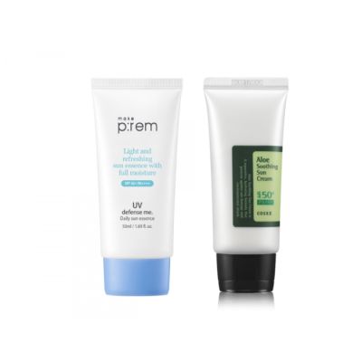 A rack of skincare