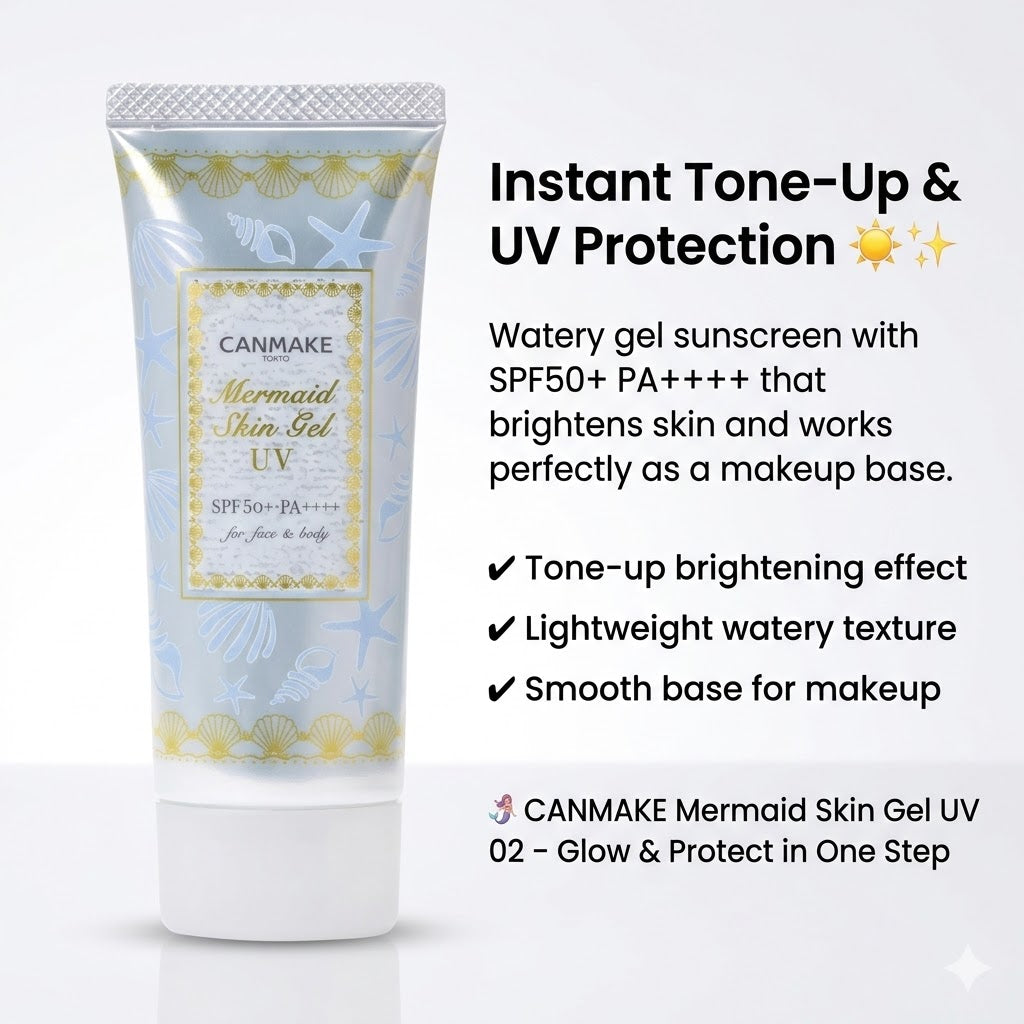 Canmake - Mermaid Skin Gel UV SPF 50+ PA++++ - 40g - 02 White